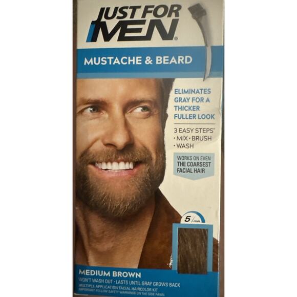 Just For Men Easy Brush-in Color For Mustache & Beard M-35 Medium Brown 1 Count - Picture 1 of 2